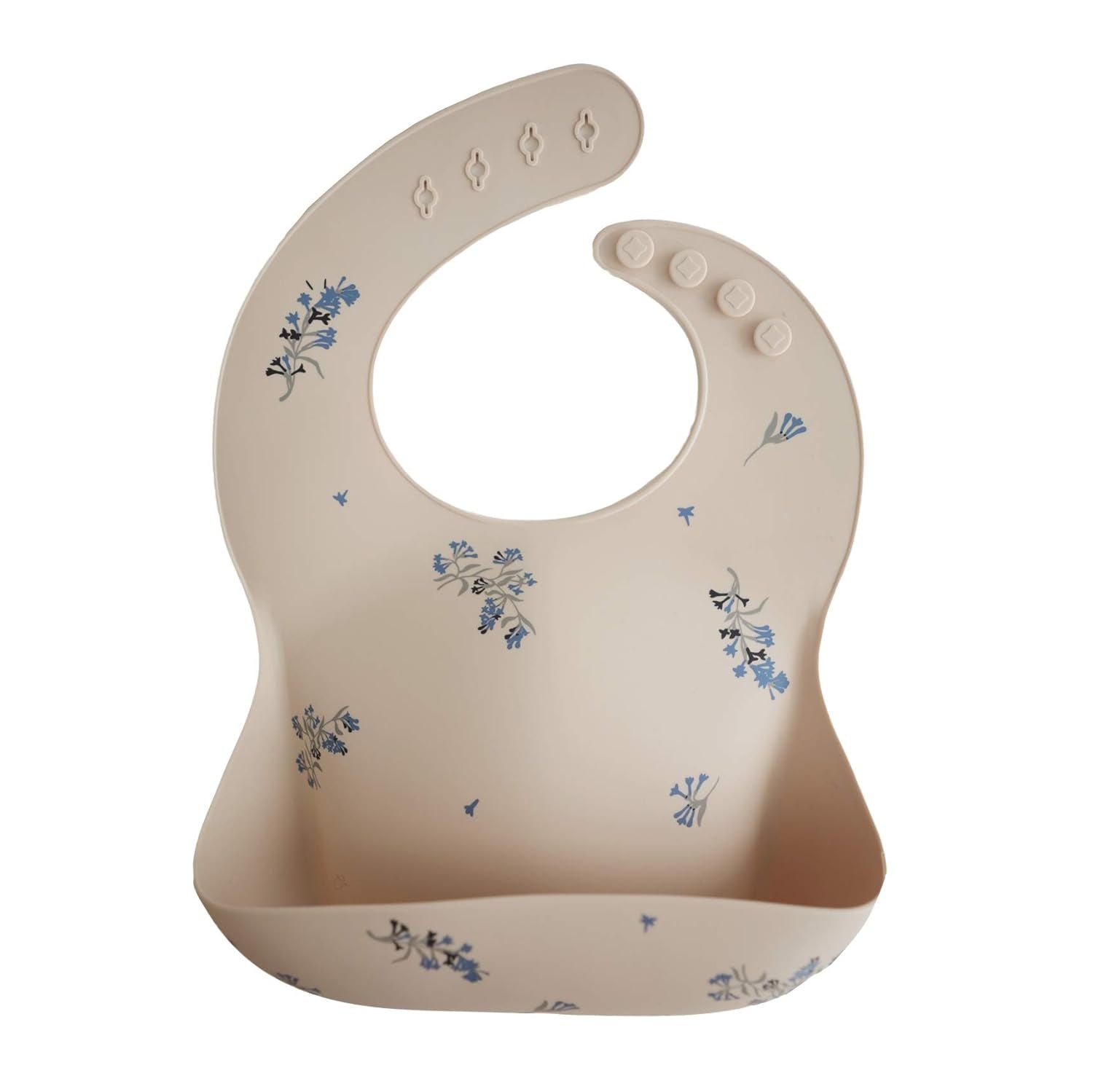 Silicone Baby Bib | Adjustable Fit Waterproof Bibs (Lilac Flowers)